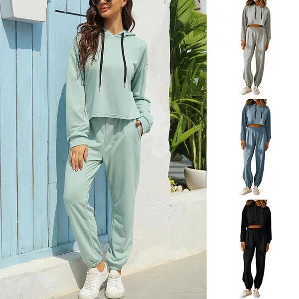 women's two piece pants european and american clothing 2021 autumn winter short cropped sports casual hooded suit, White
women's two piece pants european and american clothing 2021 autumn winter short cropped sports casual hooded suit, White