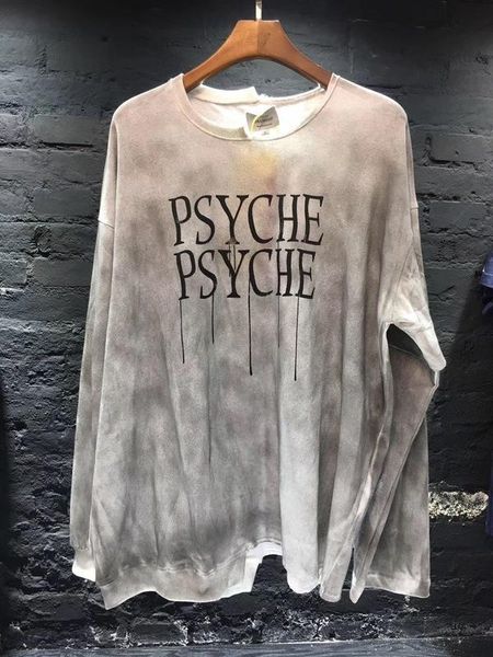 men's t-shirts high street tide brand autumn and winter bottoming long t punk rock tie dyeing old irregular sleeve t-shirt man, White;black 
men's t-shirts high street tide brand autumn and winter bottoming long t punk rock tie dyeing old irregular sleeve t-shirt man, White;black