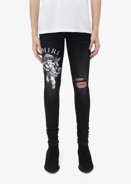 men's jeans style cupid print holes do old wash letters european and american fashion brand poison, Blue
men's jeans style cupid print holes do old wash letters european and american fashion brand poison, Blue