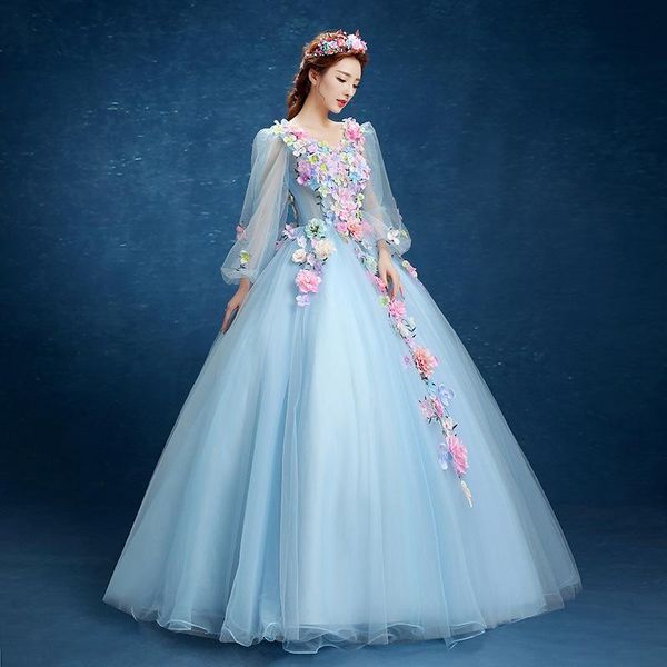 ethnic clothing perspective lantern sleeve qipao 3d flower appliques cheongsam v-neck mesh ball gown prom party dress blue bandage vest, Red
ethnic clothing perspective lantern sleeve qipao 3d flower appliques cheongsam v-neck mesh ball gown prom party dress blue bandage vest, Red