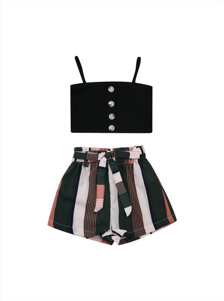 2 pieces kids suit set solid color sleeveless spaghetti strap striped shorts for girls black 1 6 years, White
2 pieces kids suit set solid color sleeveless spaghetti strap striped shorts for girls black 1 6 years, White