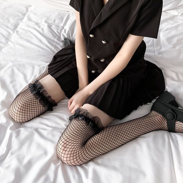 jk girl black silk hollowed out lace fishing net socks summer thin knee length lolita medium stockings, Black;white
jk girl black silk hollowed out lace fishing net socks summer thin knee length lolita medium stockings, Black;white