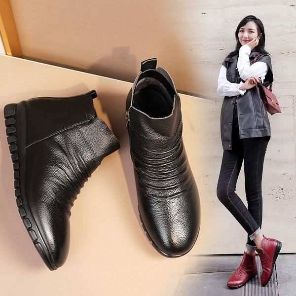 boots large cotton women's winter cowhide soft bottom flat comfortable short for middle-aged and elderly, Black
boots large cotton women's winter cowhide soft bottom flat comfortable short for middle-aged and elderly, Black
