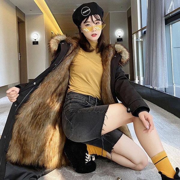 women's fur & faux 2021 autumn winter women coats plus size loose hooded casual jackets temperament outerwear fashion overcoat, Black
women's fur & faux 2021 autumn winter women coats plus size loose hooded casual jackets temperament outerwear fashion overcoat, Black