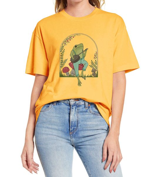 cottagecore aesthetic cute frog playing banjo on mushroom funny women's shirt short sleeve funny t-shirt cotton tee 210621, White
cottagecore aesthetic cute frog playing banjo on mushroom funny women's shirt short sleeve funny t-shirt cotton tee 210621, White