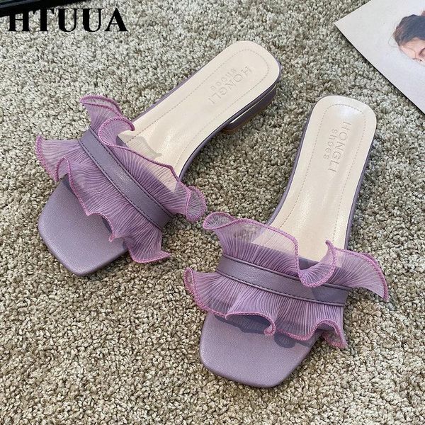 slippers htuua 2021 summer women fashion ruffles small square heel slides open toe beach shoes outside ladies sandals sx4029, Black
slippers htuua 2021 summer women fashion ruffles small square heel slides open toe beach shoes outside ladies sandals sx4029, Black