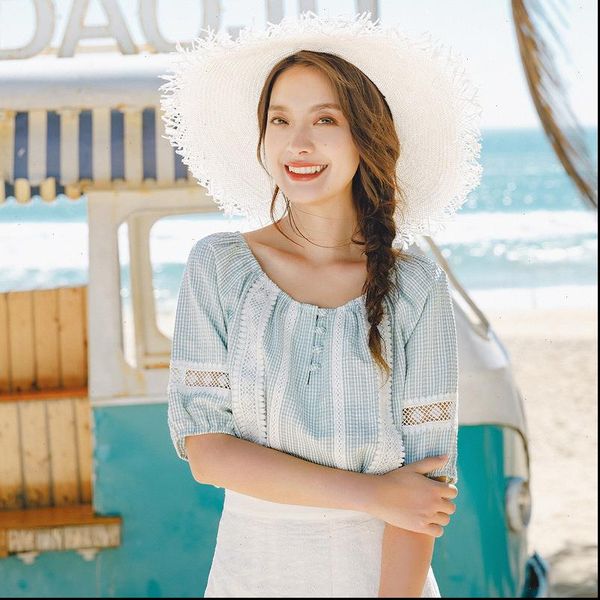 inman 2021 summer new arrival literary fresh plaid pullover lace check short sleeve blouse drop shipping, White
inman 2021 summer new arrival literary fresh plaid pullover lace check short sleeve blouse drop shipping, White