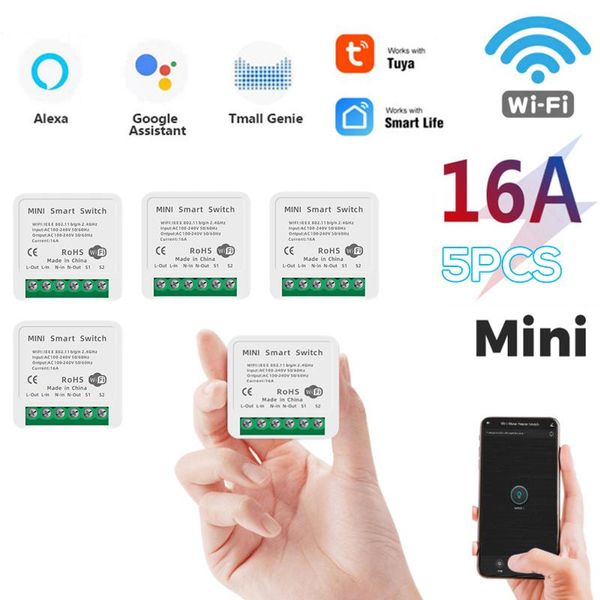 smart home control 5pcs 16a/10a mini tuya wifi switch led light life push module supports 2 way app voice relay timer google alexa
smart home control 5pcs 16a/10a mini tuya wifi switch led light life push module supports 2 way app voice relay timer google alexa