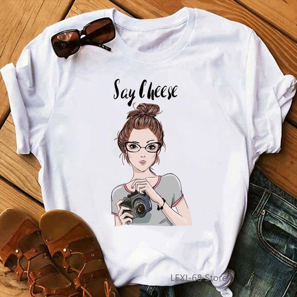fashion say cheese take pes men and women print tee femme 90s girls cute streetwear white casual clothes, White;black
fashion say cheese take pes men and women print tee femme 90s girls cute streetwear white casual clothes, White;black