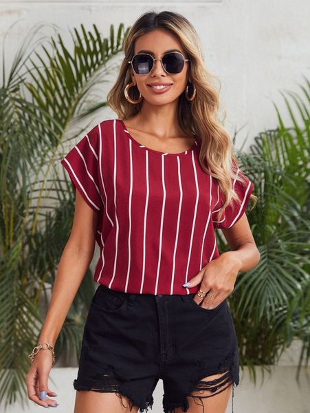 striped batwing sleeve 43fd#, White
striped batwing sleeve 43fd#, White