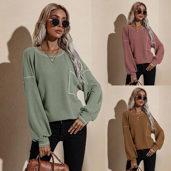 women's hoodies & sweatshirts patchwork waffle grid pullovers for women autumn loose casual all-match round neck pockets long sleeve fe, Black
women's hoodies & sweatshirts patchwork waffle grid pullovers for women autumn loose casual all-match round neck pockets long sleeve fe, Black