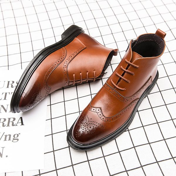 men's block carved high leather sho formal drs british versatile busins korean fashion casual men's 7507, Black
men's block carved high leather sho formal drs british versatile busins korean fashion casual men's 7507, Black