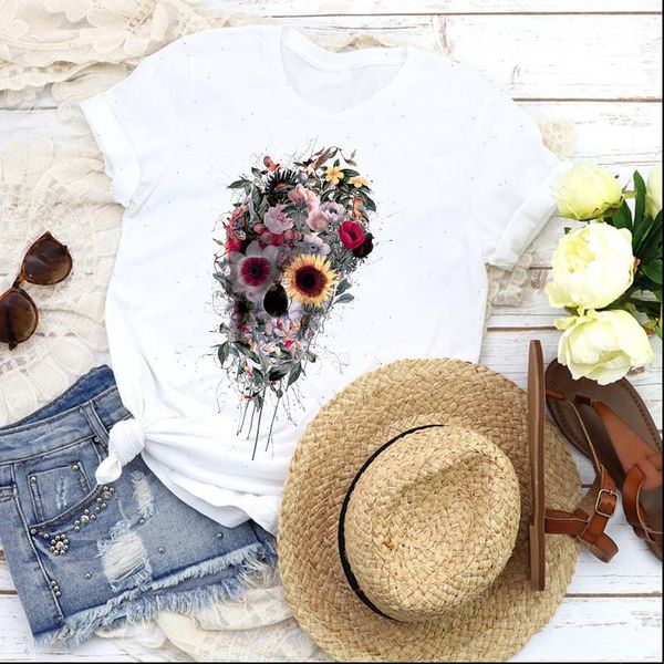 women graphic lady fashion horror floral flower skull streetwear tees print t shirt clothing female shirt womens t shirt, White
women graphic lady fashion horror floral flower skull streetwear tees print t shirt clothing female shirt womens t shirt, White