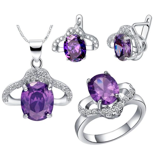 earrings & necklace fashion affordable purple women wedding party white gold jewelry sets ring and earring t461-6# charms, Silver
earrings & necklace fashion affordable purple women wedding party white gold jewelry sets ring and earring t461-6# charms, Silver