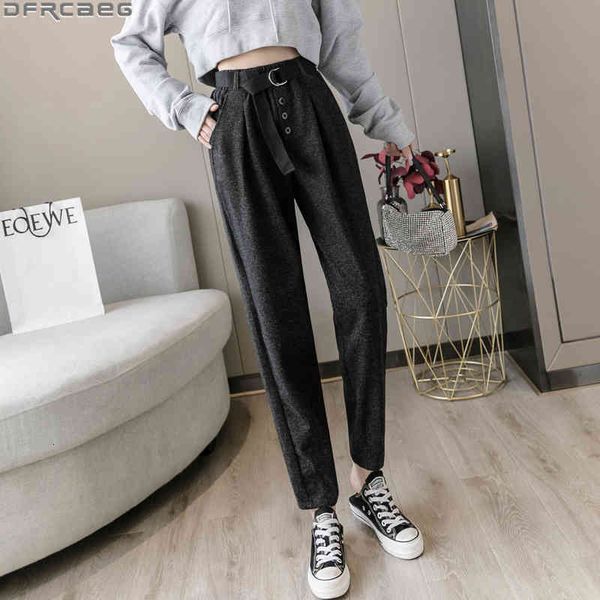women's pants & capris autumn winter harem women casual streetwear elastic high waist woman trousers harajuku with belt loose wool, Black;white
women's pants & capris autumn winter harem women casual streetwear elastic high waist woman trousers harajuku with belt loose wool, Black;white