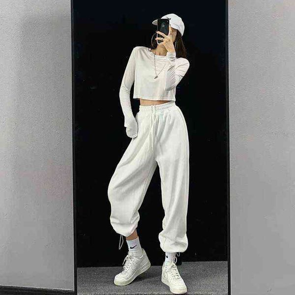 mingliusili solid korean style sweatpant summer fashion joggers high waist streetwear loose casual trousers 211124, Black;white
mingliusili solid korean style sweatpant summer fashion joggers high waist streetwear loose casual trousers 211124, Black;white