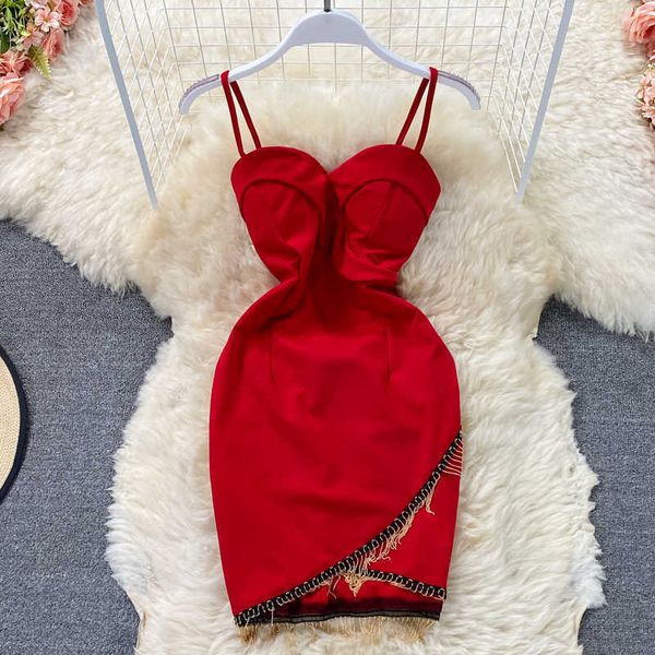 black/red tassel spaghetti strap dress women elegant slim club party bodycon vestidos female high waist mini robe 2021 new y0603, Black;gray
black/red tassel spaghetti strap dress women elegant slim club party bodycon vestidos female high waist mini robe 2021 new y0603, Black;gray