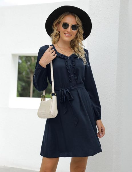 casual dresses women solid color a-line robe femme single-breasted ruffles bandage long sleeve slim dress for woman vestido de mujer, Black;gray
casual dresses women solid color a-line robe femme single-breasted ruffles bandage long sleeve slim dress for woman vestido de mujer, Black;gray