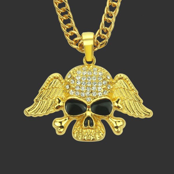amulet neck pendants hip hop exaggerated jewelry men's diamond studded skull pendant with wings trendsetter street necklace, Silver
amulet neck pendants hip hop exaggerated jewelry men's diamond studded skull pendant with wings trendsetter street necklace, Silver