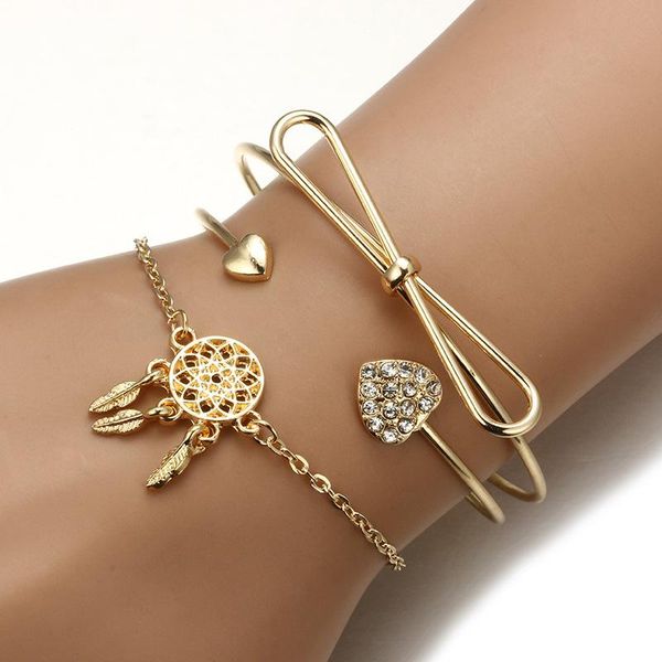 charm bracelets vintage dreamcatcher bowknot heart bangles set for women fashion gold color crystal cuff bohemia jewelry, Golden;silver
charm bracelets vintage dreamcatcher bowknot heart bangles set for women fashion gold color crystal cuff bohemia jewelry, Golden;silver