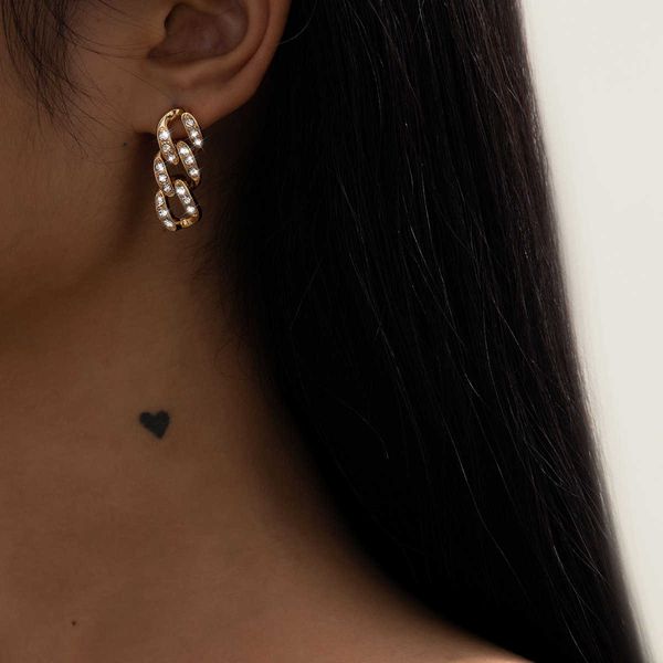 elegant jewelry temperament, hollow out chain earrings, women's simple style, diamond inlaid cuban buckle earr, Silver
elegant jewelry temperament, hollow out chain earrings, women's simple style, diamond inlaid cuban buckle earr, Silver