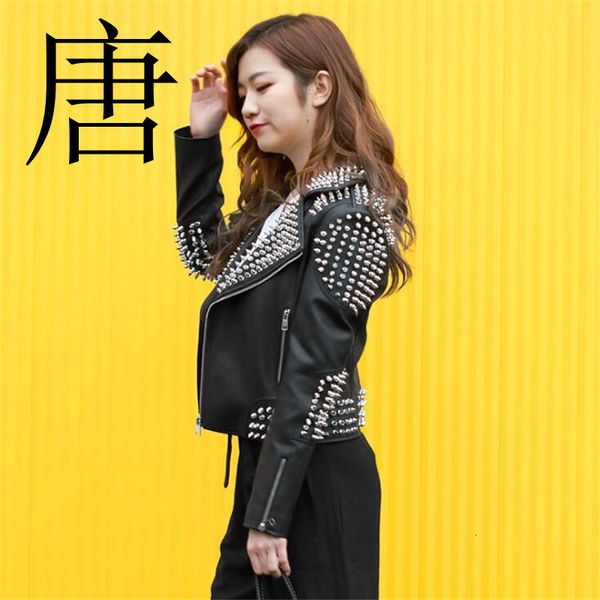 tang cool spring 2021 new punk wind rivet bullet coat slimming pu leather clothing street fashion for women avbg, Black
tang cool spring 2021 new punk wind rivet bullet coat slimming pu leather clothing street fashion for women avbg, Black