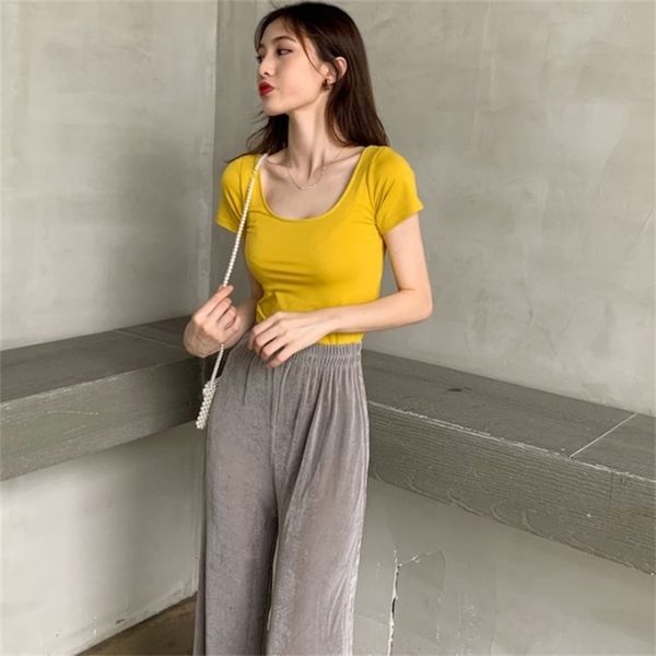 summer new thin, solid t-shirt, women's high waist, straight tube, wide leg trousers, casual pants suit 210315, White
summer new thin, solid t-shirt, women's high waist, straight tube, wide leg trousers, casual pants suit 210315, White