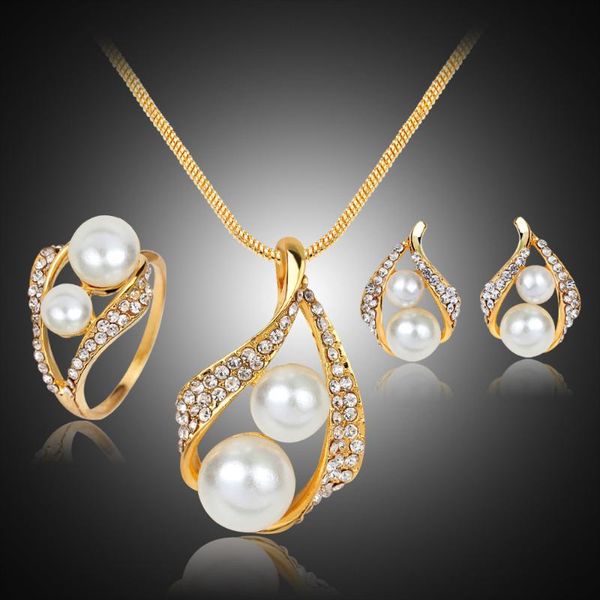 earrings & necklace 1set bridal wedding party jewelry set crystal pearl ring, Silver
earrings & necklace 1set bridal wedding party jewelry set crystal pearl ring, Silver