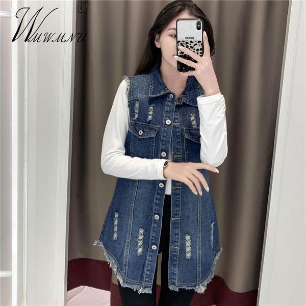women's vests long denim jacket women korean style fashion classic plus size summer jean vest casual loose sleeveless straight outerwea, Black;white
women's vests long denim jacket women korean style fashion classic plus size summer jean vest casual loose sleeveless straight outerwea, Black;white