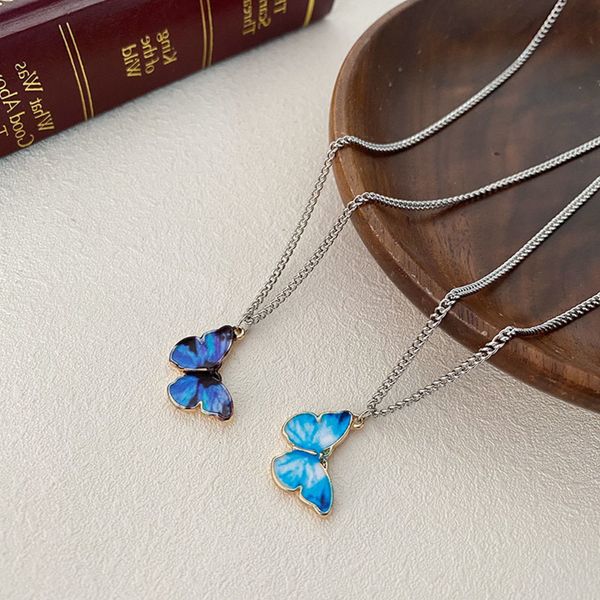 blue purple butterfly metal necklace women trendy simple wild pendant dangle clavicle chain jewelry, Silver
blue purple butterfly metal necklace women trendy simple wild pendant dangle clavicle chain jewelry, Silver