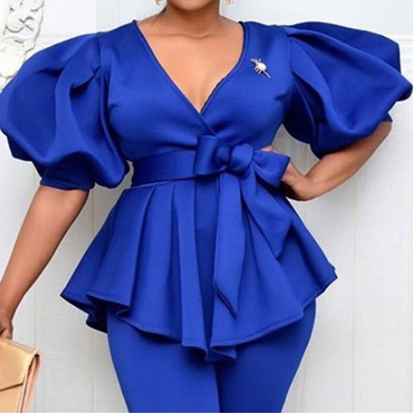 women's blouses & shirts women blouse deep v-neck pullover with belt summer african female plus size elegant office tunic, White
women's blouses & shirts women blouse deep v-neck pullover with belt summer african female plus size elegant office tunic, White