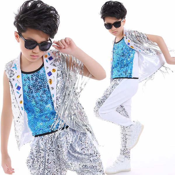 2021 new jazz dance child costume boys hip hop street dance jazz sequins tassel blue vest harem pants suit kids dancing clothes, Black;red
2021 new jazz dance child costume boys hip hop street dance jazz sequins tassel blue vest harem pants suit kids dancing clothes, Black;red