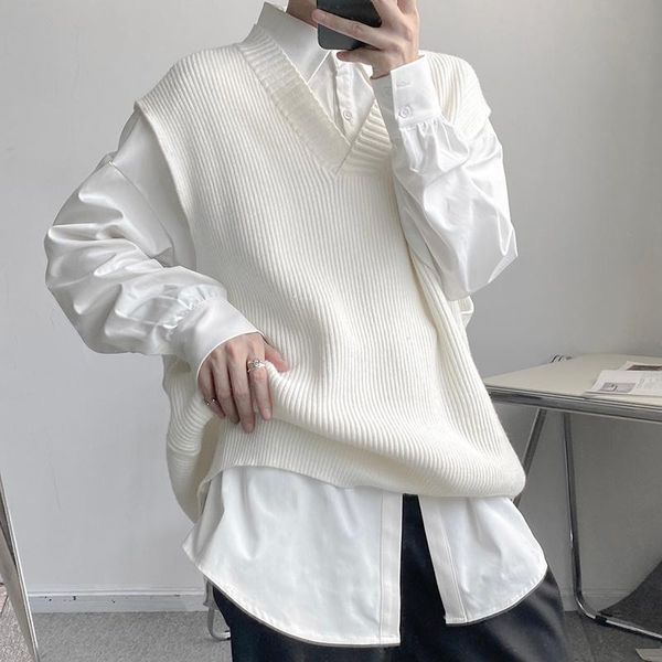 men's vests autumn black white sweater vest men warm fashion casual knitted pullover korean loose sleeveless mens jumper clothes
men's vests autumn black white sweater vest men warm fashion casual knitted pullover korean loose sleeveless mens jumper clothes