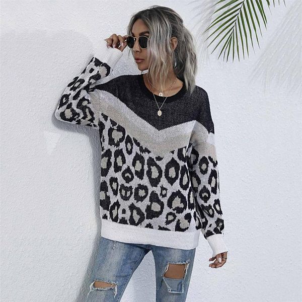 woman sweaters striped leopard stitching sweatshirt womens oversized loose round neck sweater coat long sleeve blouse pullover, White;black
woman sweaters striped leopard stitching sweatshirt womens oversized loose round neck sweater coat long sleeve blouse pullover, White;black