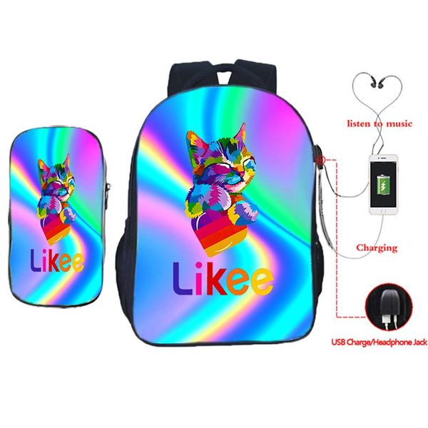 backpack 2 pcs/set likee usb charge for teenage boys girls daily rainbow heart rucksack women men travel bags with pencil case
backpack 2 pcs/set likee usb charge for teenage boys girls daily rainbow heart rucksack women men travel bags with pencil case