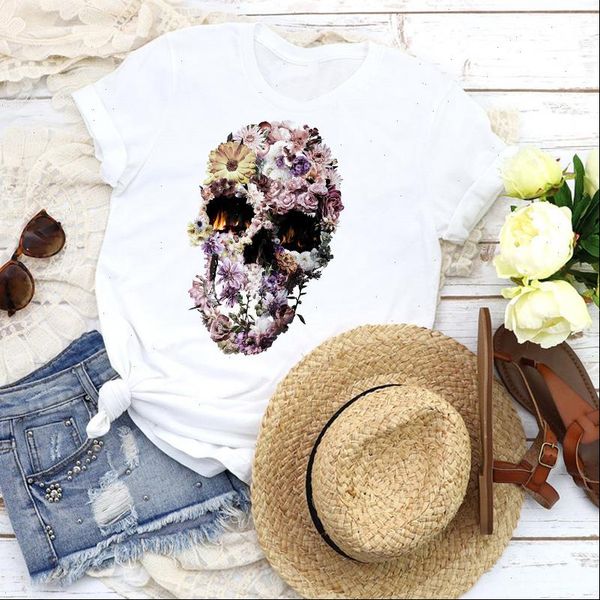 women graphic plant skull horror flower beach floral fashion tees clothing female print t shirt womens t shirt, White
women graphic plant skull horror flower beach floral fashion tees clothing female print t shirt womens t shirt, White