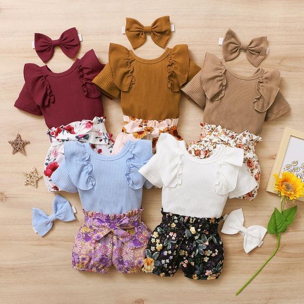 3pcs born baby girls summer clothes ruffle romper floral shorts bow headband toddler outfit clothing sets, White
3pcs born baby girls summer clothes ruffle romper floral shorts bow headband toddler outfit clothing sets, White