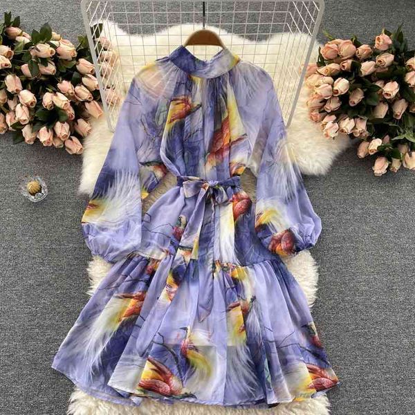 deat spring summer fashion casual print high wear puff sleeve lace up slim short chiffon dress women sk697 210709, Black;gray
deat spring summer fashion casual print high wear puff sleeve lace up slim short chiffon dress women sk697 210709, Black;gray