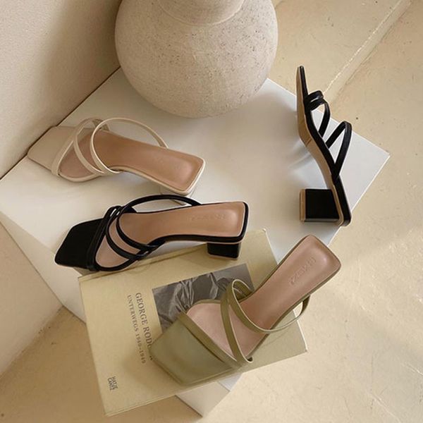 slippers candy narrow band ladies shoes women square toe chunky med high heels flipflops fresh open slides beach woman, Black
slippers candy narrow band ladies shoes women square toe chunky med high heels flipflops fresh open slides beach woman, Black