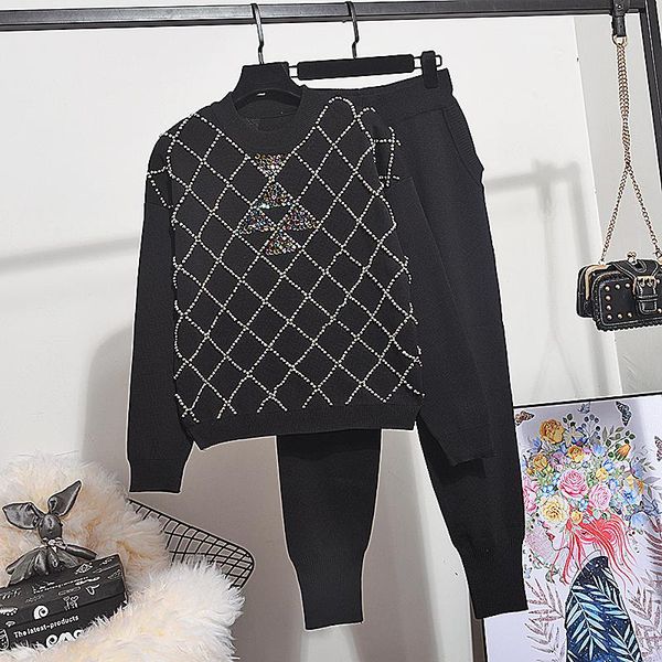 women's two piece pants 2021 fall/winter pearls beading sweaters+knit 2pieces set chic casual pantsuit a789, White
women's two piece pants 2021 fall/winter pearls beading sweaters+knit 2pieces set chic casual pantsuit a789, White