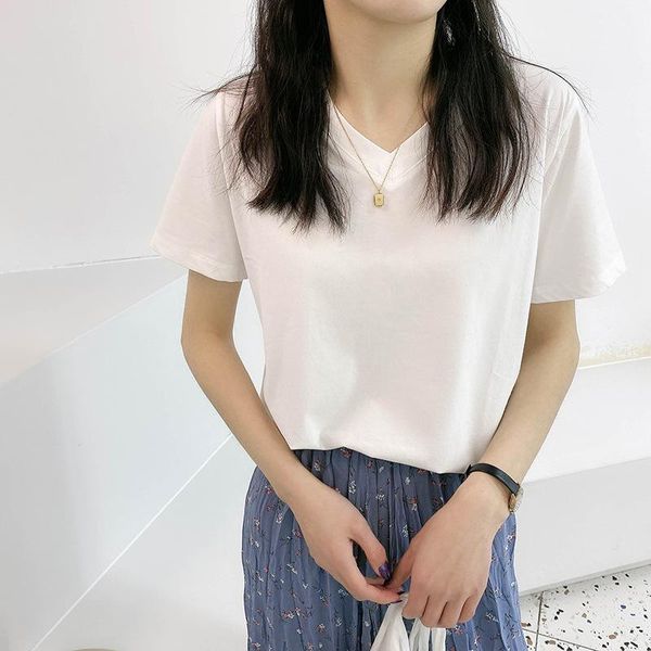 women's t-shirt 2021 summer t shirt female o-neck solid color women casual t-shirts with short sleeve for tees, White
women's t-shirt 2021 summer t shirt female o-neck solid color women casual t-shirts with short sleeve for tees, White