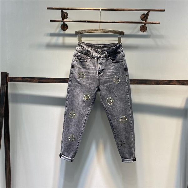women's jeans woman high waist loose harem pants korean style solid diamonds pockets office lady slim women long 2021 fashion, Blue
women's jeans woman high waist loose harem pants korean style solid diamonds pockets office lady slim women long 2021 fashion, Blue