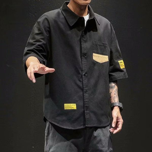 men's casual shirts japan style white short sleeve men black fashion loose male oversized cotton military summer social shirt, White;black
men's casual shirts japan style white short sleeve men black fashion loose male oversized cotton military summer social shirt, White;black