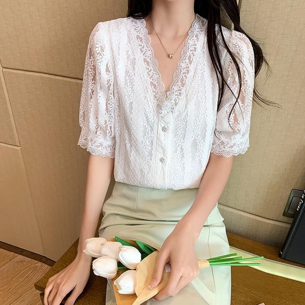women's blouses & shirts sweet lady lace floral hollow out button up blouse v-neck half sleeve solid color summer fair daily white bei
women's blouses & shirts sweet lady lace floral hollow out button up blouse v-neck half sleeve solid color summer fair daily white bei