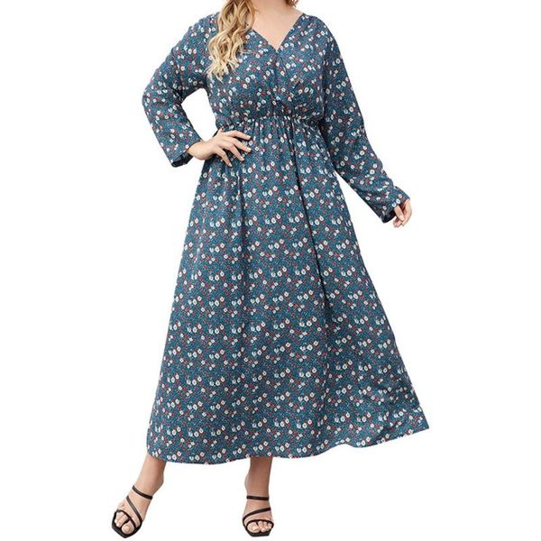 casual dresses 2021 summer dress women v neck long sleeve floral print plus size high waist maxi, Black;gray
casual dresses 2021 summer dress women v neck long sleeve floral print plus size high waist maxi, Black;gray