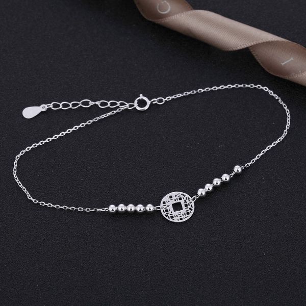anklets s925 sterling silver fashion copper coin pendant anklet simple round bead small fresh wind zhaocai nafu female, Red;blue
anklets s925 sterling silver fashion copper coin pendant anklet simple round bead small fresh wind zhaocai nafu female, Red;blue