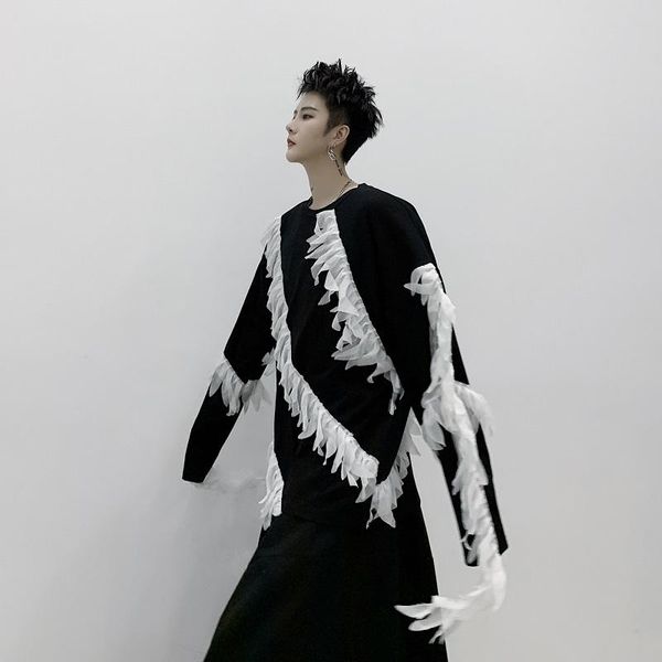 men's t-shirts 2021 spring and autumn original lace design stitching loose long-sleeved t-shirt fashion casual round neck pullover blac, White;black
men's t-shirts 2021 spring and autumn original lace design stitching loose long-sleeved t-shirt fashion casual round neck pullover blac, White;black