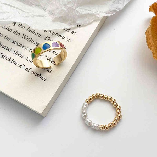 rings sweet love color contrast oil dripping ring personalized fashion design pearl ins twopiece set index finger a010, Silver
rings sweet love color contrast oil dripping ring personalized fashion design pearl ins twopiece set index finger a010, Silver