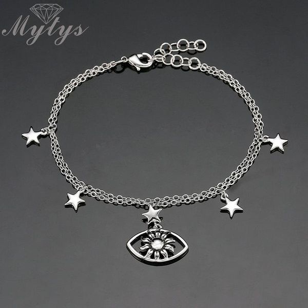 charm bracelets mytys sun flower eye bracelet for women and girls summer jewelry double chain star fashion accessories wholesal gift b1089, Golden;silver
charm bracelets mytys sun flower eye bracelet for women and girls summer jewelry double chain star fashion accessories wholesal gift b1089, Golden;silver