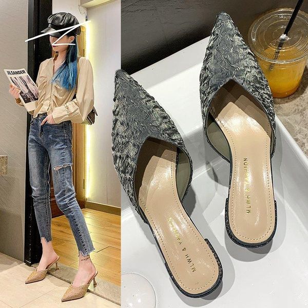 cover toe shoes slippers heels luxury slides slipers women med pointed high designer 2021 summer thin pu rubber rome pumps, Black
cover toe shoes slippers heels luxury slides slipers women med pointed high designer 2021 summer thin pu rubber rome pumps, Black